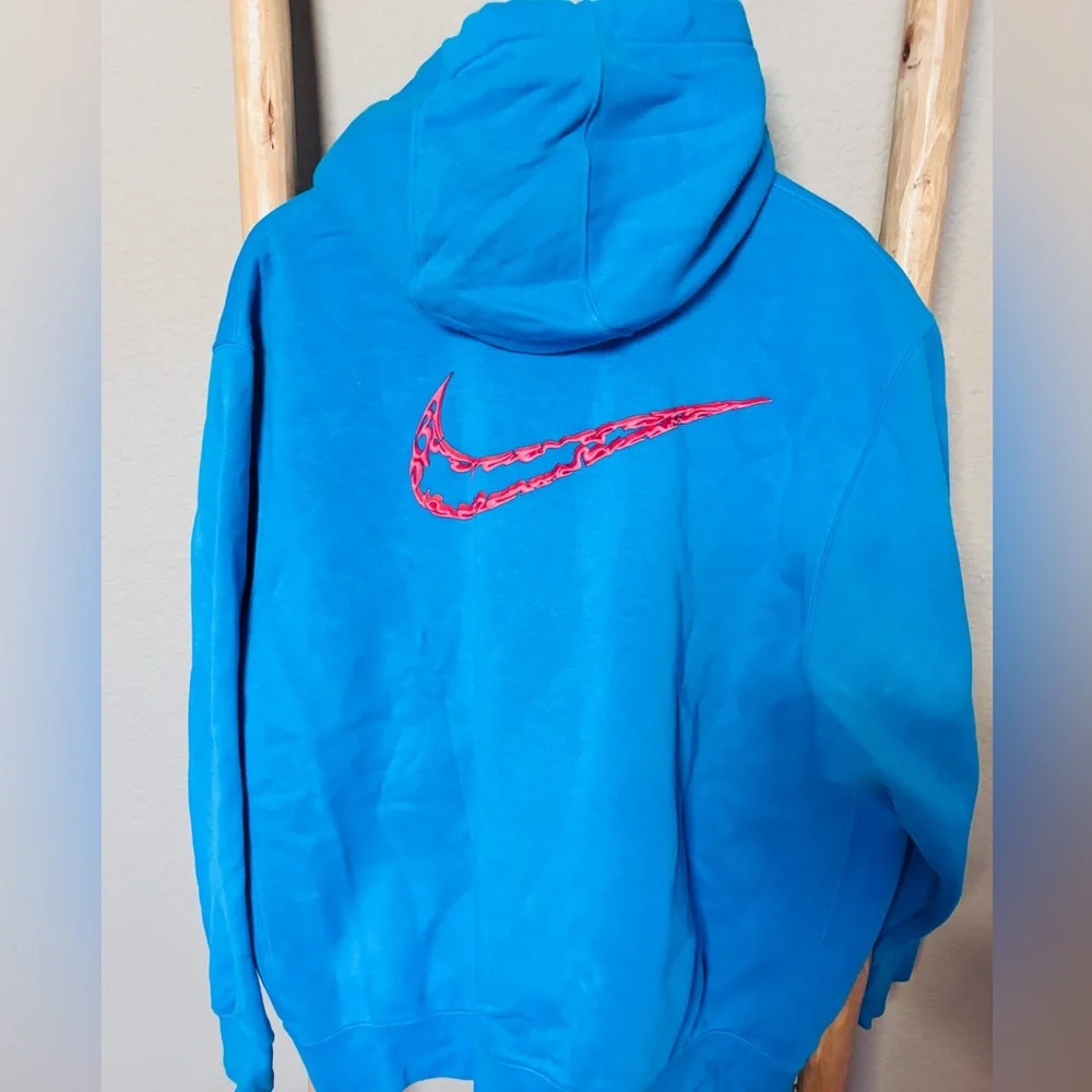 Nike Be Nice Blue Pullover Hoodie XL Embroidered Swoosh Back